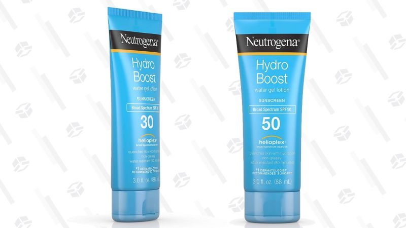 Neutrogena Hydro Boost SPF 50 Water Gel Sunscreen (Three-Pack) | $28 | AmazonNeutrogena Hydro Boost SPF 30 Water Gel Sunscreen (Three-Pack) | $25 | Amazon